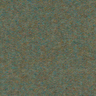 Teal fabric sample with heathered brown fibers, exhibiting a dense, textured weave and slight surface irregularities; Bolzan Letto “St. Moritz 042”.