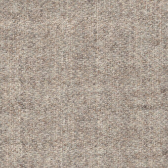 Woven fabric sample, muted gray herringbone pattern, with beige and light brown threads, tight compact weave, slightly napped texture.