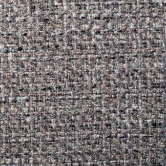 Stuoia fabric sample, muted gray heathered weave, dense irregular texture with beige and brown threads, matte finish, model 8d90.