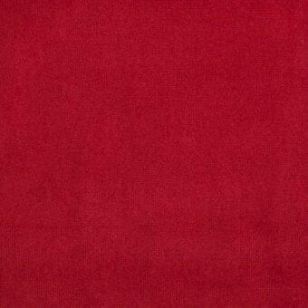 Red woven fabric texture with a granular surface and tight knit pattern, presented on a neutral background for color and detail visibility.