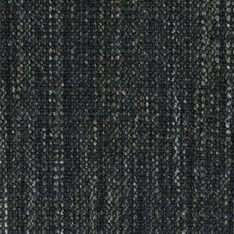 Charcoal gray woven fabric sample with heathered olive green and navy threads, dense irregular texture, matte finish, product code visible.