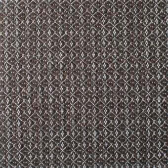 Boucle fabric sample with a brown and off-white diamond weave, dense nubby texture, subtle sheen, from the Bonaldo sa75 collection.