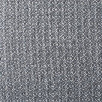 Boucle fabric sample in medium grayscale, exhibiting a dense, textured weave with a nubby, looped surface and irregular speckled pattern.