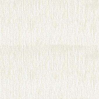 Off-white woven fabric sample with horizontal banding and a matte finish, displaying a subtle tonal gradient and granular texture; label present.