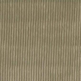 Olive green Floki corduroy fabric texture, narrow vertical ribs, soft pile, MD50 model, Bonaldo collection sample against neutral backdrop.