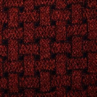 Woven fabric texture, reddish-brown and black grid pattern, dense looped pile construction, matte finish, Bonaldo Parallel SP10 collection.