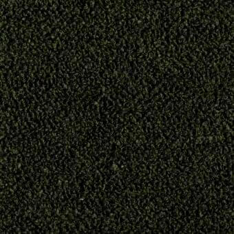 Olive green looped fabric texture with a nubby, irregular pile and mottled tone against a dark background.