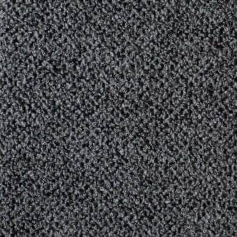 Dark gray looped pile fabric texture with a granular, nubby surface and matte finish, displaying consistent color and subtle shading variations.