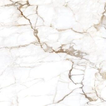 Calacatta Macchia Vecchia ceramic texture with white and golden-brown veining, displaying an irregular marbled pattern and polished sheen.