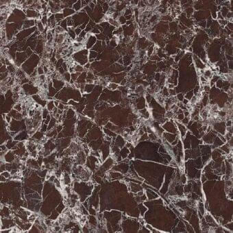 Rosso Imperiale ceramic texture, dark reddish-brown with dense off-white veining, smooth polished surface, organic mottled pattern.