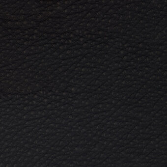 Black nappa leather texture sample with dense pebble-grain, matte finish, and uniform color for upholstery applications.