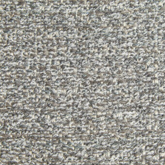 Heathered gray fabric texture with irregular weave, vertical ribbing, and visible brown threads; labeled “borzalino geranio 2130” detail.