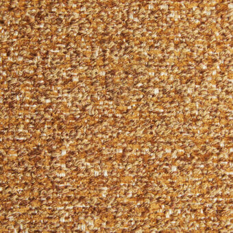 Woven fabric sample, golden-brown and cream, irregular nubby texture with visible brand label “borzalino” and fabric code “geranio 2130”.