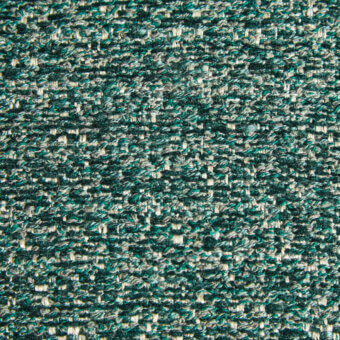 Teal tweed fabric texture with off-white and gray speckles, displaying a nubby weave and vertical lines, labeled “borzalino geranio 2130”.