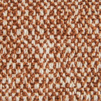 Checkerboard textile with brown and off-white yarns, woven over-under with a raised texture; “borzalino fiesole g248” printed edge.