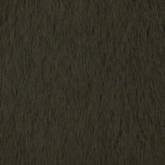 Olive green fabric sample with dense, vertical pile texture and subtle tonal variations, displaying a soft, plush, organic fiber pattern.