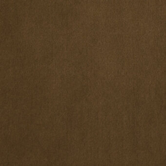 Augusta velvet fabric sample, muted brown, dense short pile with heathered tonal variations and a smooth matte finish.