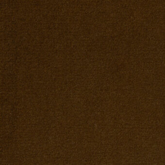 Augusta Velvet fabric sample, rich brown color, dense short pile with uniform sheen, tight weave, suitable for upholstery applications.