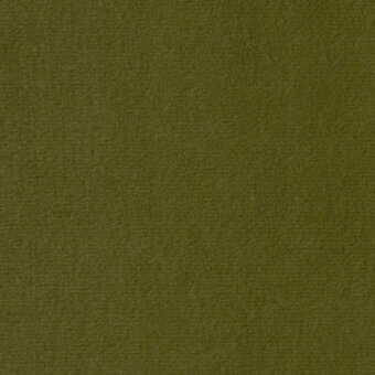 Olive-green velvet fabric swatch from Borzalino’s Augusta collection displays a dense, matte texture with tonal variations and a short pile.