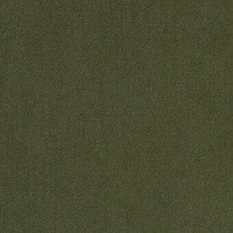 Olive-green velvet fabric texture with a dense, short pile and matte finish; subtle granular weave, brand text visible.