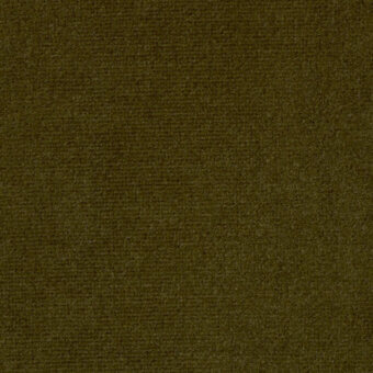Olive green velvet fabric texture with a dense, directional pile and matte finish, showcasing subtle tonal variations in the weave.