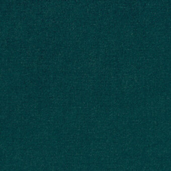 Borzalino Augusta Velvet fabric sample, deep teal color, dense short pile texture with granular variation and product label.