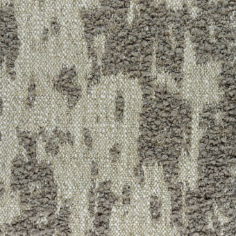 Woven fabric sample, gray and beige blend, vertical striped pile with visible texture and printed “borzalino bibbona g306” text.