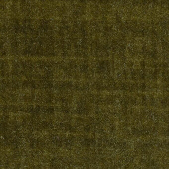Olive green boss velvet fabric sample displaying a dense, short pile and mottled texture with directional sheen.