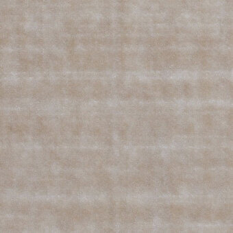 Beige velvet fabric sample displaying a horizontal embossed linear pattern and short dense pile with a matte finish and subtle tonal variations.