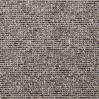 Charcoal gray woven textile with beige horizontal stripes and golden-yellow flecks, displaying a matte, nubby texture; Borzalino fabric sample.