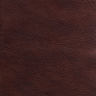 Dark brown leather texture with a dense, fine grain pattern displayed on a white background, showing subtle tonal variations.