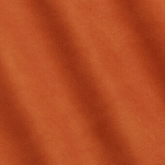 Sequoia leather texture sample, warm orange-brown color, granular surface with soft shadows highlighting natural grain and flexible drape.