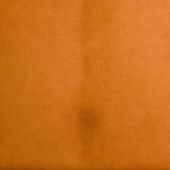 Vegetable-tanned leather texture sample, golden-orange tone, granular grain with vertical crease and matte finish, labeled “borzalino leather L11”.