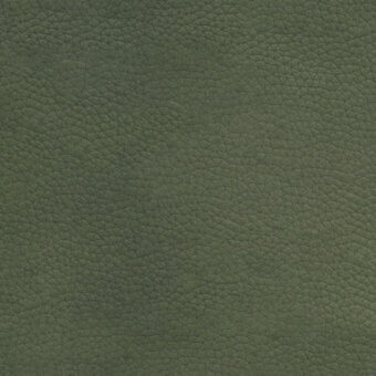 Dark olive-green leather texture with a dense, irregular pebbled surface and matte finish, showing a natural grain and uniform dye application.