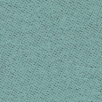 Teal woven fabric sample with diagonal weave, heathered texture, gray threads, and a visible label reading “bross > fabric (a) chili > col. 68189”.