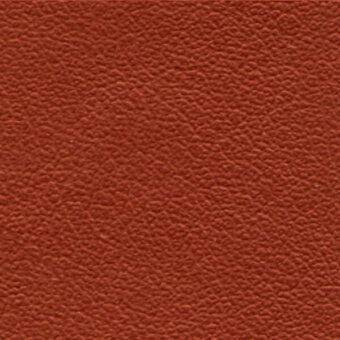 Terracotta fabric texture with a granular, mottled weave and matte finish, identified as “bross > fabric (a), col. 6850” on a metal component.