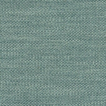 Woven fabric sample, muted teal and off-white, dense circular pattern with embedded brand text “bross > fabric (b) nice > col. 602”.