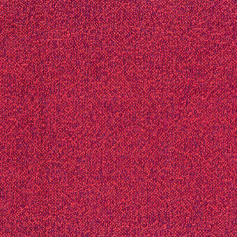 Red woven fabric texture with purple knots, displaying a granular pattern; Bross fabthirty plus collection, color 59 sample.