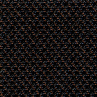 Black woven fabric texture, Steelcut Trio col. 395, features dense knots and loops with earthy brown flecks, a matte, nubby weave.