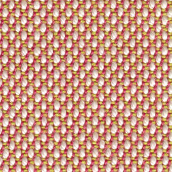 Woven fabric texture, muted pink warp with pale cream and vibrant yellow weft, tight nubby weave with horizontal yellow lines.