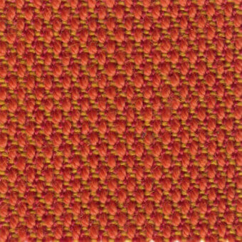 Orange woven fabric with raised circular nodes, mustard yellow warp, dense grid texture; Steelcut Trio collection, color 533.