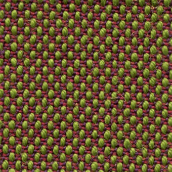 Woven fabric sample, burgundy and green, dense vertical looped pattern with textured, slightly irregular weave and even color distribution.