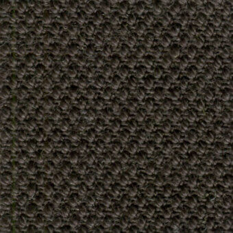 Steelcut fabric texture, dark brown, nubby surface with rounded protrusions; col. 370, vertical olive-green seam detail, tight weave.