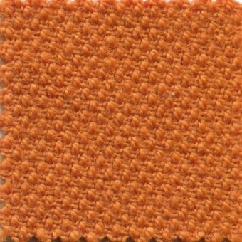 Steelcut fabric swatch, muted orange, nubby pile texture; col. 535 by bross, raw edges, white background, diffused lighting.