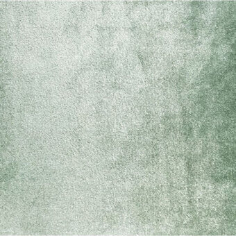 Pile velvet fabric sample, sage green, short-pile with mottled texture and tonal variations, displaying a soft, plush, and irregular surface.