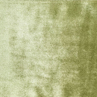 Olive-green pile velvet fabric sample with mottled texture, short dense pile, and uneven light reflection for a vintage aesthetic.