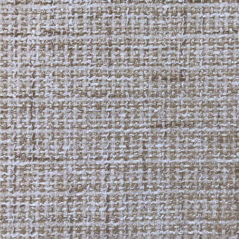 Toffee tweed fabric sample displaying a dense, irregular weave with horizontal and vertical yarns and a speckled, matte finish.