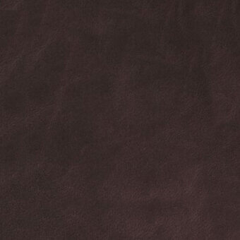 Dark brown leather texture sample, “pull up” finish, mottled grain with matte surface and subtle tonal variations, displaying a distressed, refined quality.