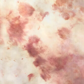 Pink mirror with watercolor effect, mottled rose and blush tones, diffused glass texture, no frame, soft lighting, white background.