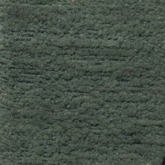 Dark olive green bouclé fabric texture with looped pile, horizontal striations, and a matte finish; subtle tonal variations present.